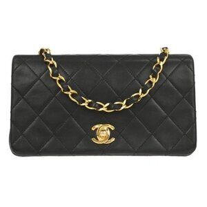 Chanel Black Lambskin Turnlock Mini Full Flap Shoulder Bag 117418